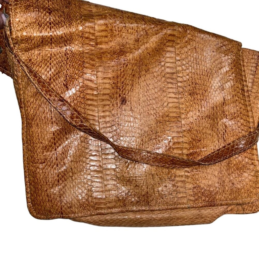 Vintage Brown Python Snakeskin Shoulder Bag Incre… - image 6